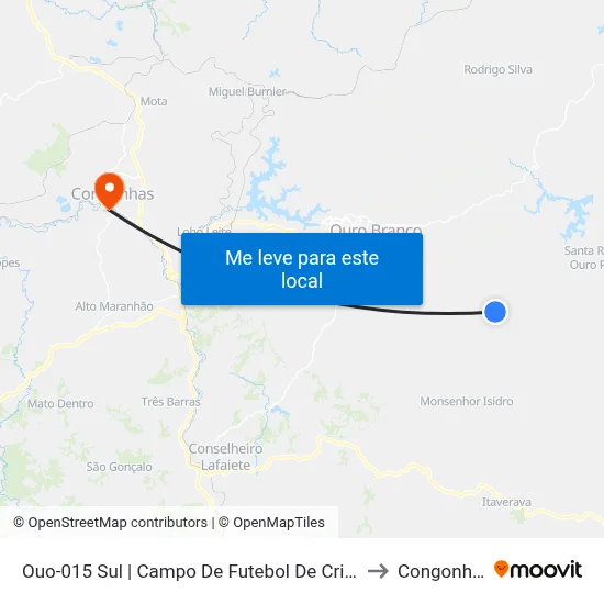 Ouo-015 Sul | Campo De Futebol De Cristais to Congonhas map