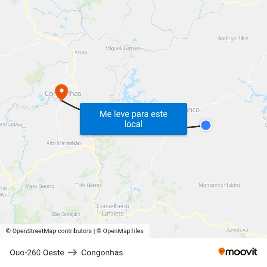 Ouo-260 Oeste to Congonhas map