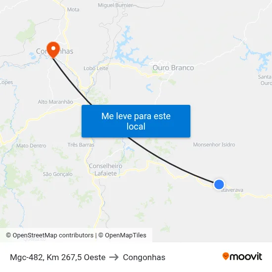 Mgc-482, Km 267,5 Oeste to Congonhas map