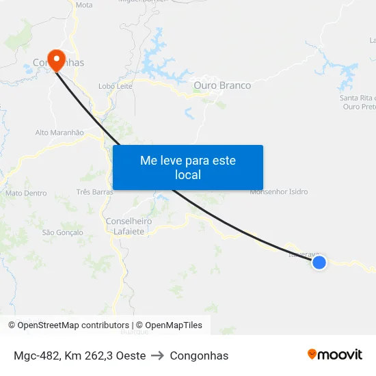 Mgc-482, Km 262,3 Oeste to Congonhas map