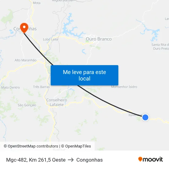 Mgc-482, Km 261,5 Oeste to Congonhas map