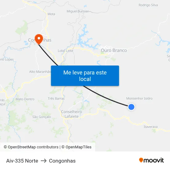 Aiv-335 Norte to Congonhas map