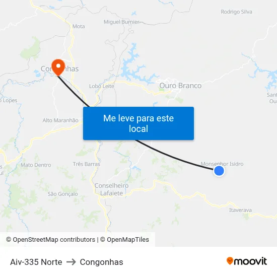 Aiv-335 Norte to Congonhas map