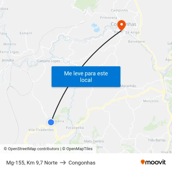 Mg-155, Km 9,7 Norte to Congonhas map