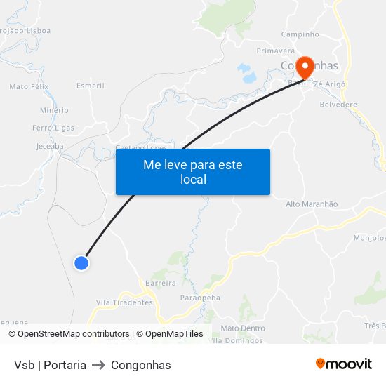 Vsb | Portaria to Congonhas map