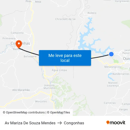 Av Mariza De Souza Mendes to Congonhas map