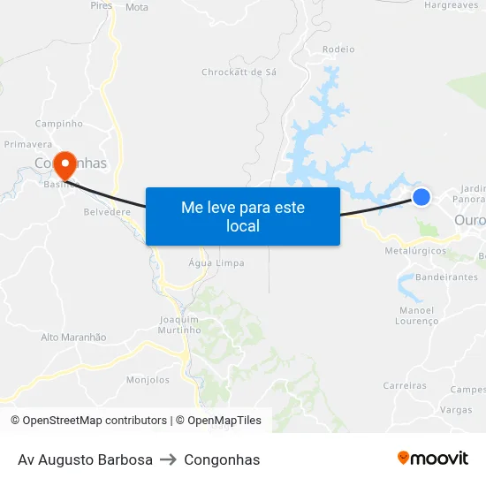 Av Augusto Barbosa to Congonhas map