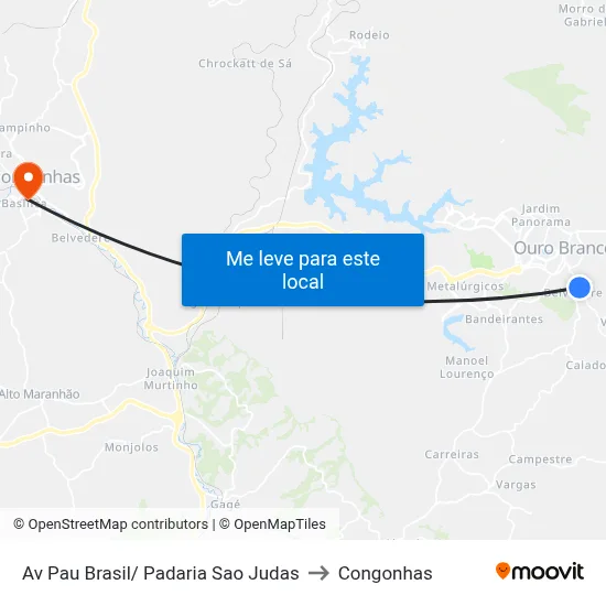 Av Pau Brasil/ Padaria Sao Judas to Congonhas map