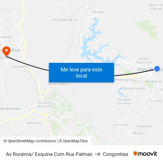 Av Roraima/ Esquina Com Rua Palmas to Congonhas map