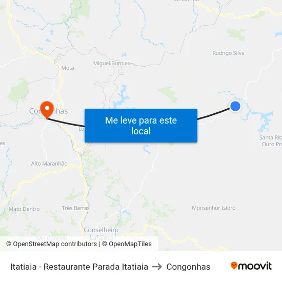 Itatiaia - Restaurante Parada Itatiaia to Congonhas map
