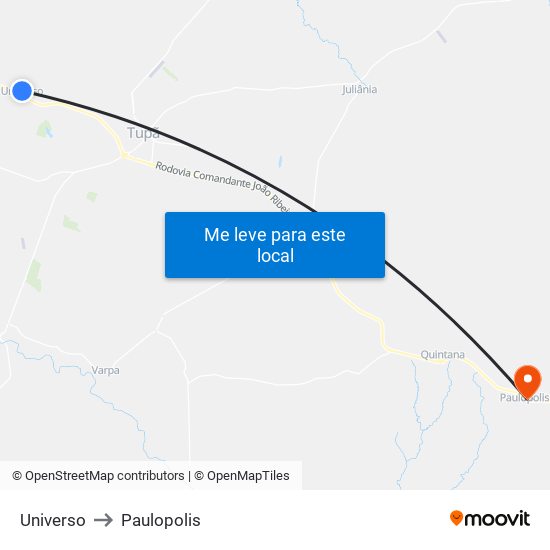 Universo to Paulopolis map