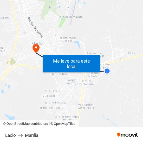 Lacio to Marília map