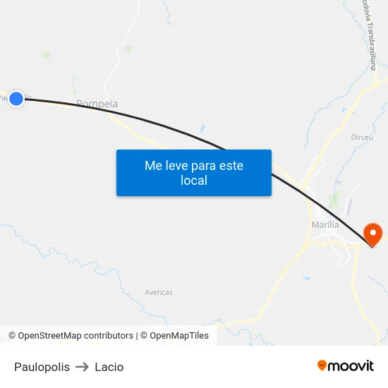Paulopolis to Lacio map