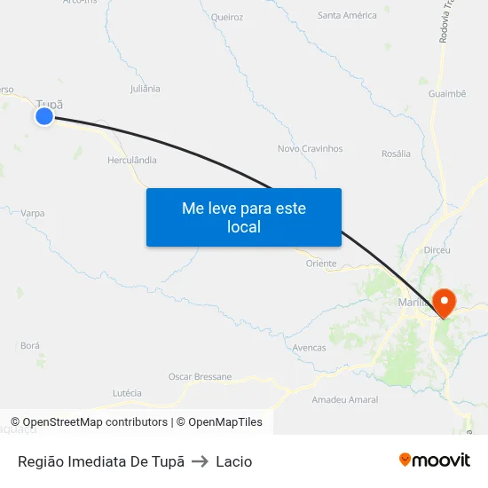 Região Imediata De Tupã to Lacio map