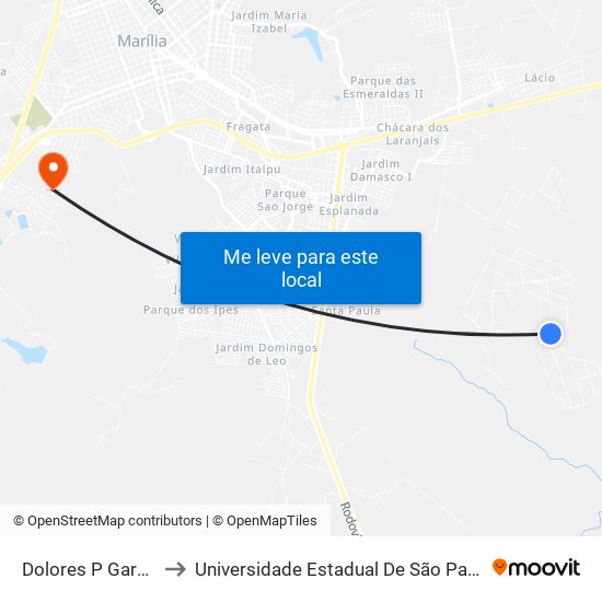 Dolores P Garcia to Universidade Estadual De São Paulo map