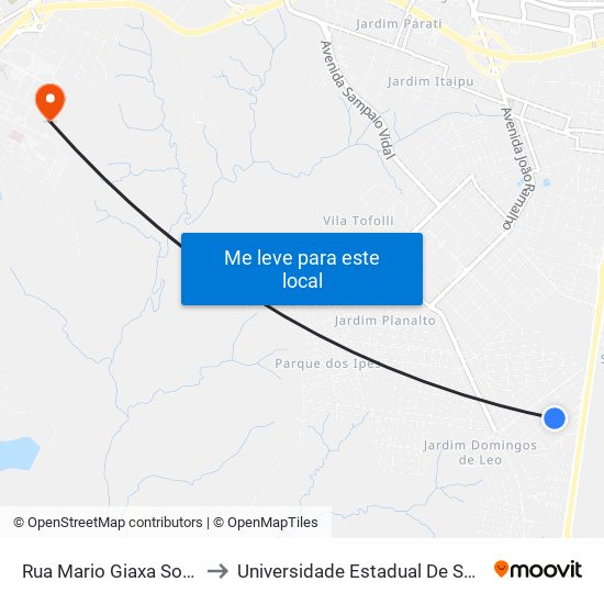 Rua Mario Giaxa Sobrinho to Universidade Estadual De São Paulo map