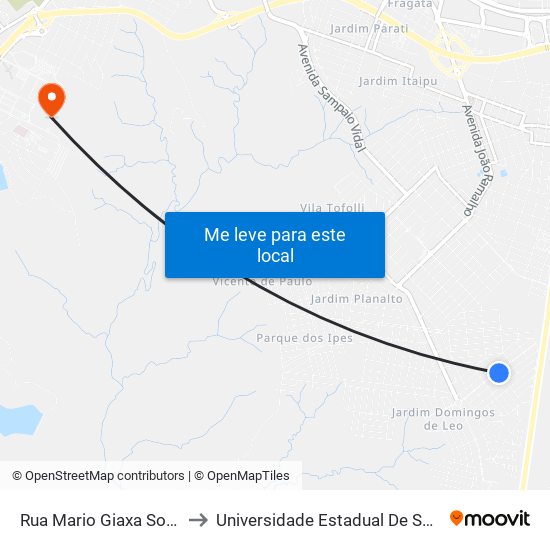 Rua Mario Giaxa Sobrinho to Universidade Estadual De São Paulo map