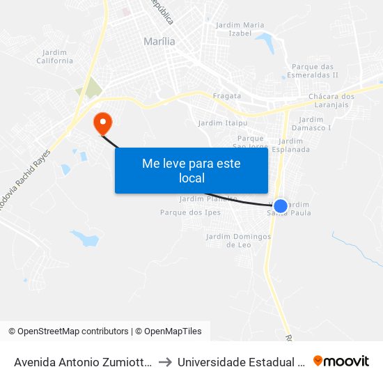 Avenida Antonio Zumiotti Sobrinho, 81 to Universidade Estadual De São Paulo map