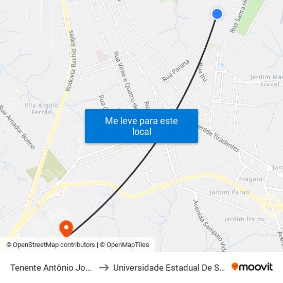 Tenente Antônio João, 566 to Universidade Estadual De São Paulo map