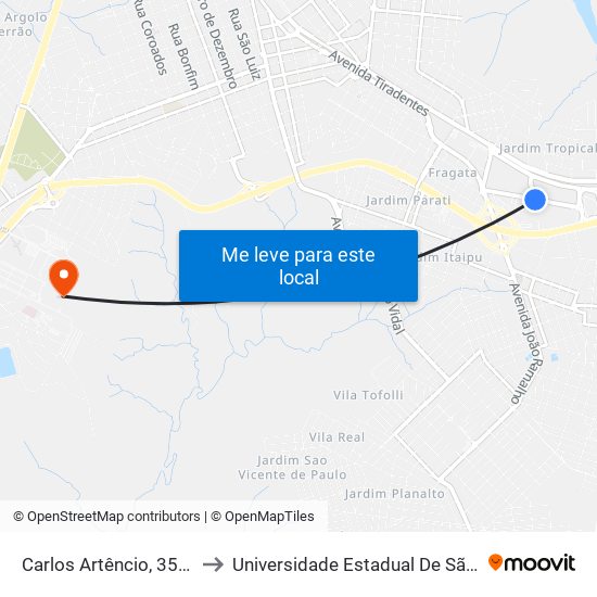 Carlos Artêncio, 356-420 to Universidade Estadual De São Paulo map