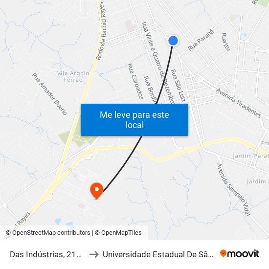 Das Indústrias, 216-268 to Universidade Estadual De São Paulo map