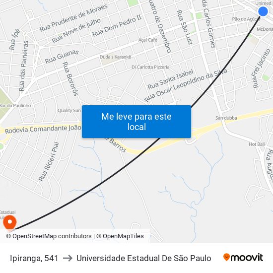 Ipiranga, 541 to Universidade Estadual De São Paulo map