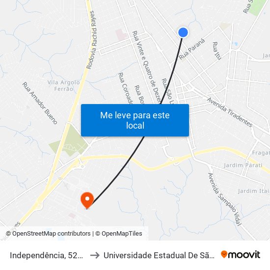 Independência, 520-628 to Universidade Estadual De São Paulo map