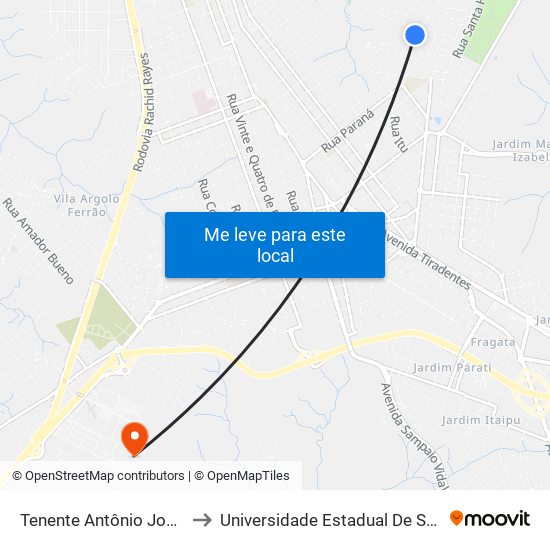 Tenente Antônio João, 329 to Universidade Estadual De São Paulo map