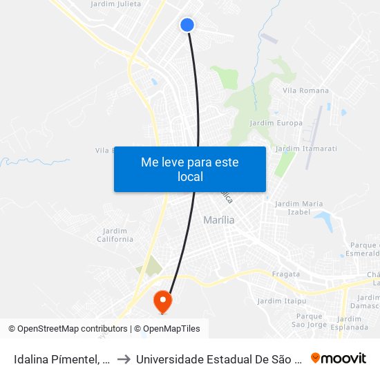 Idalina Pímentel, 127 to Universidade Estadual De São Paulo map