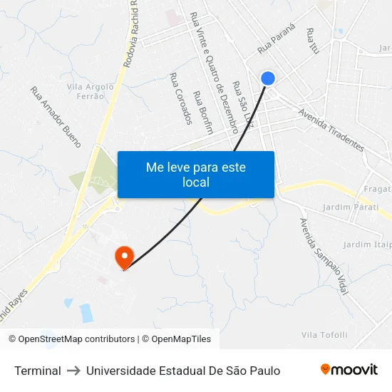 Terminal to Universidade Estadual De São Paulo map