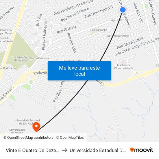 Vinte E Quatro De Dezembro, 362 to Universidade Estadual De São Paulo map