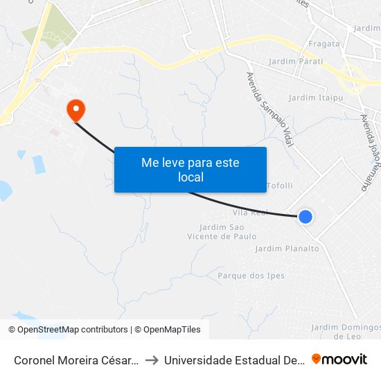 Coronel Moreira César, 672-754 to Universidade Estadual De São Paulo map