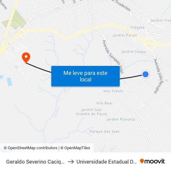 Geraldo Severino Cacique, 230-278 to Universidade Estadual De São Paulo map