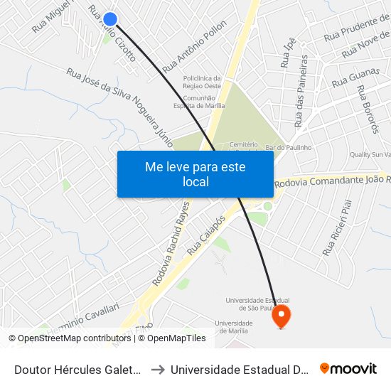 Doutor Hércules Galete, 427-489 to Universidade Estadual De São Paulo map