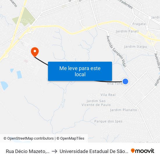 Rua Décio Mazeto, 225 to Universidade Estadual De São Paulo map
