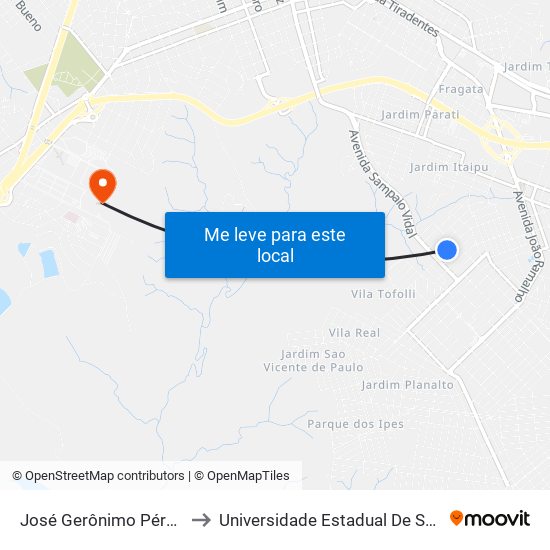 José Gerônimo Péres, 600 to Universidade Estadual De São Paulo map