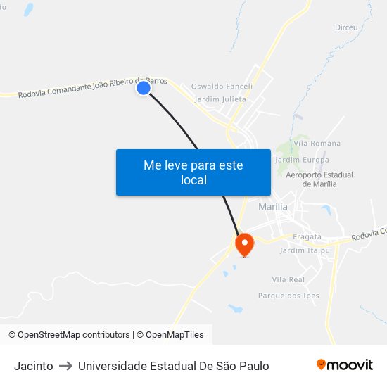 Jacinto to Universidade Estadual De São Paulo map