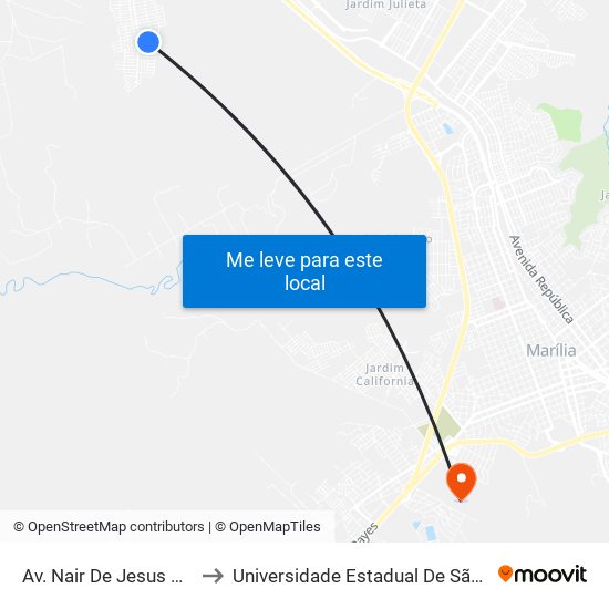 Av. Nair De Jesus Nunes to Universidade Estadual De São Paulo map