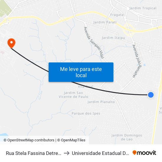 Rua Stela Fassina Detregiachi, 154 to Universidade Estadual De São Paulo map