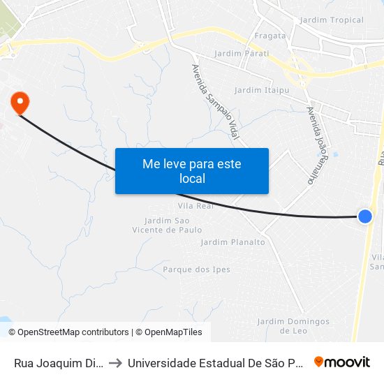 Rua Joaquim Dias to Universidade Estadual De São Paulo map