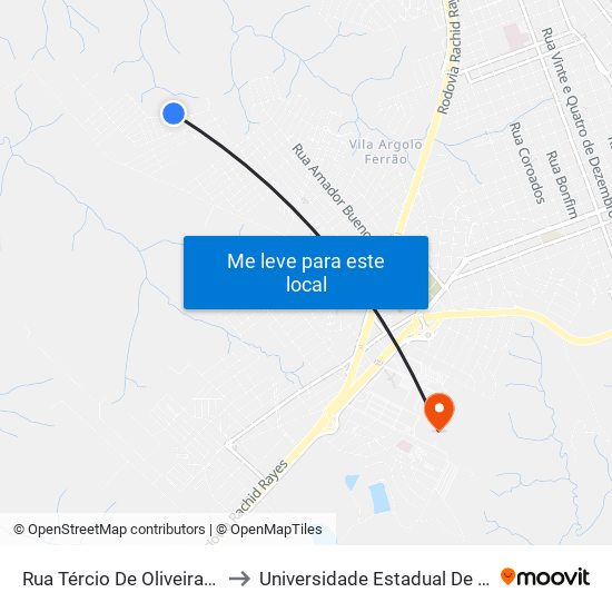 Rua Tércio De Oliveira Messias to Universidade Estadual De São Paulo map