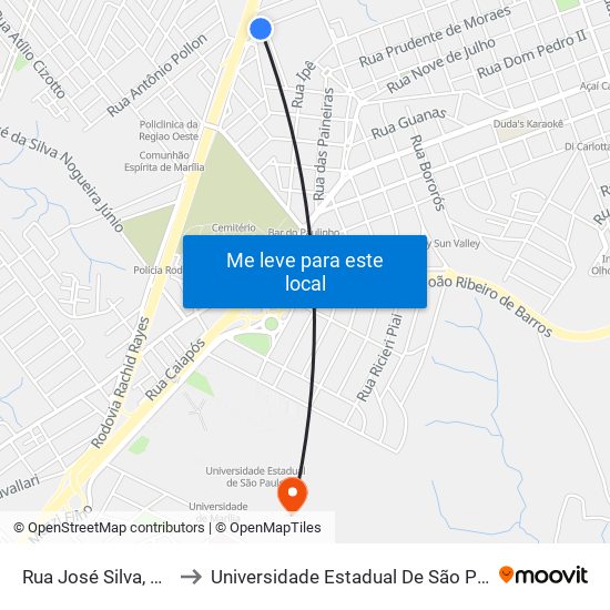 Rua José Silva, 630 to Universidade Estadual De São Paulo map