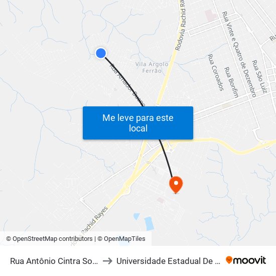 Rua Antônio Cintra Sobrinho, 6 to Universidade Estadual De São Paulo map