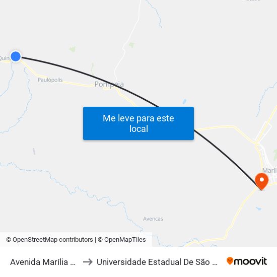 Avenida Marília 805 to Universidade Estadual De São Paulo map