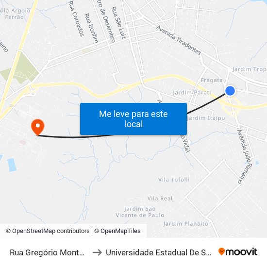 Rua Gregório Montolar, 43 to Universidade Estadual De São Paulo map