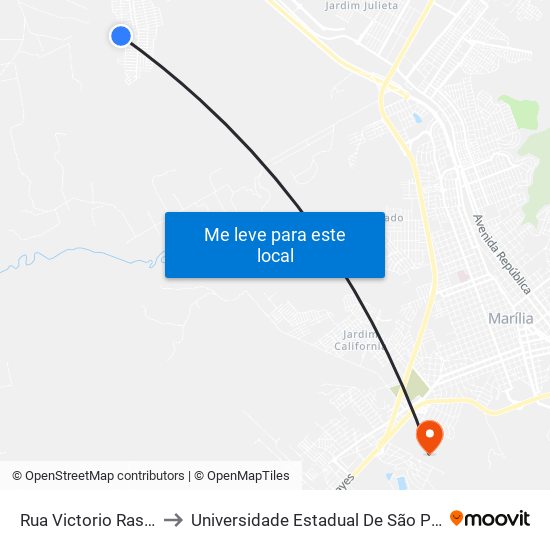 Rua Victorio Rasteli to Universidade Estadual De São Paulo map