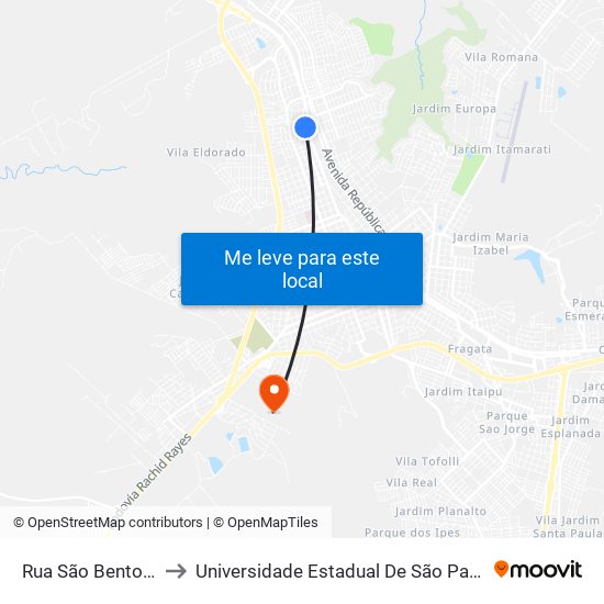 Rua São Bento, 1 to Universidade Estadual De São Paulo map