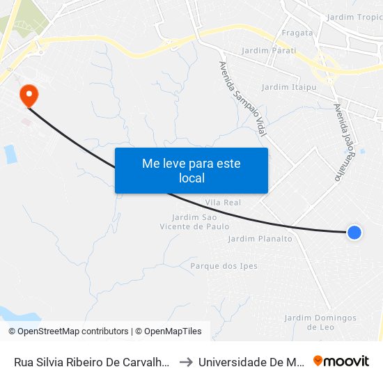 Rua Silvia Ribeiro De Carvalho, 256 to Universidade De Marília map