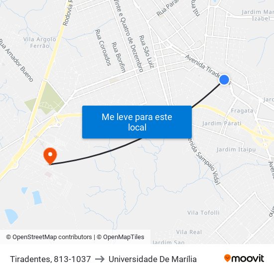 Tiradentes, 813-1037 to Universidade De Marília map