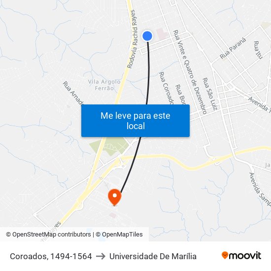 Coroados, 1494-1564 to Universidade De Marília map